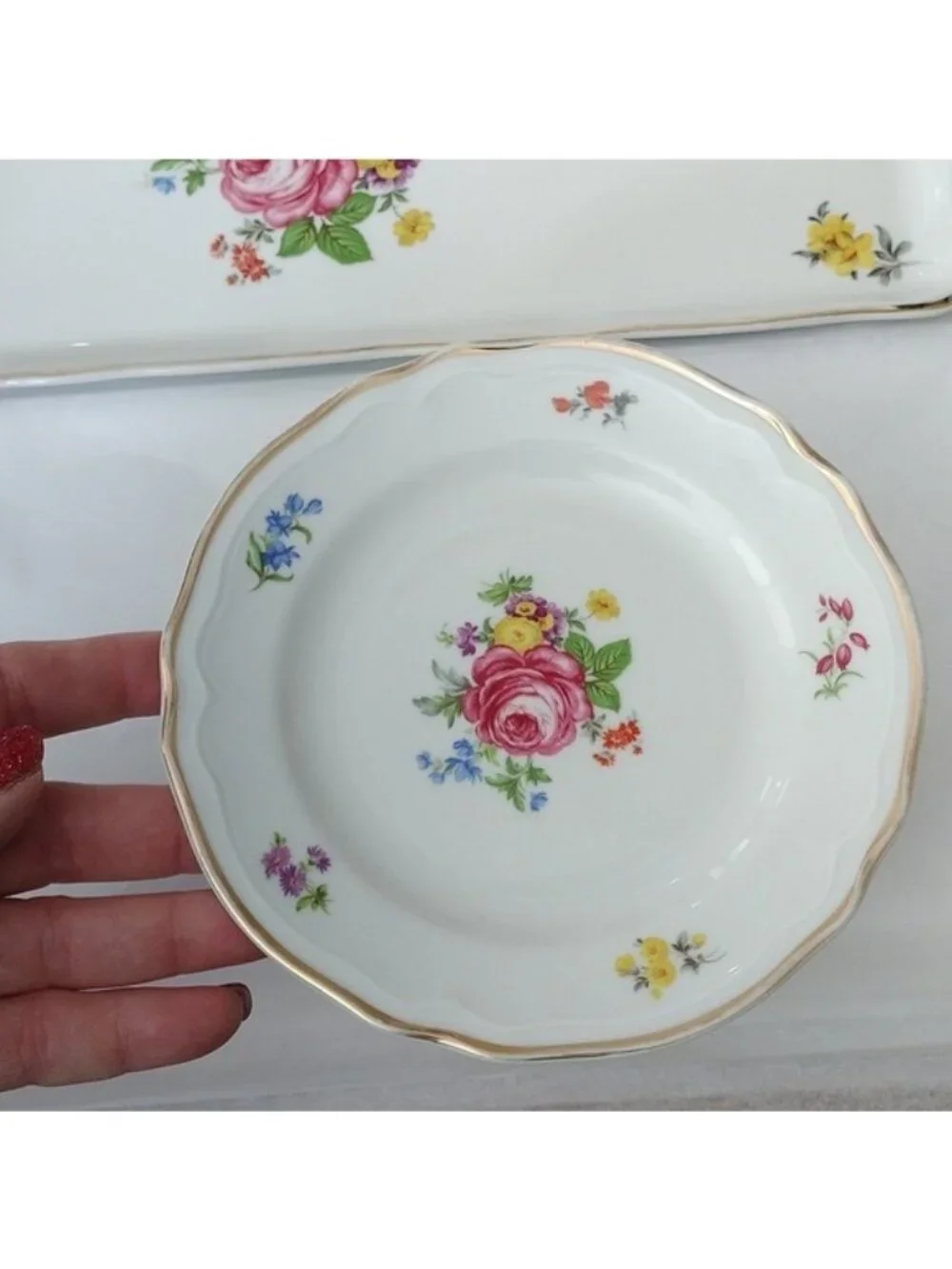 Schirnding Bavaria Tea Set Sandwich Tray Creamer Sugar Bowl Cups Saucers Dreden